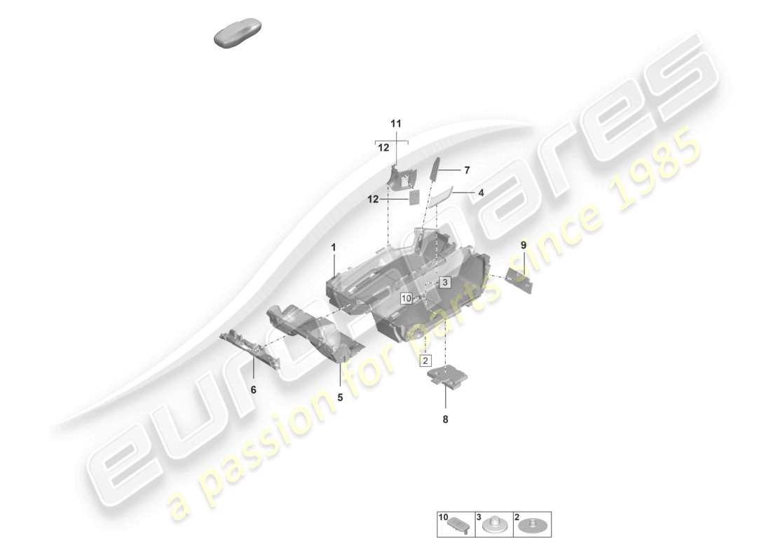 porsche 2019 (992-1) molduras para pisos (alfombras) diagrama de piezas