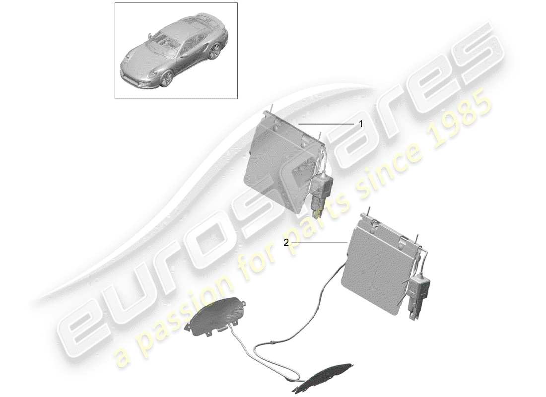 porsche 991 turbo (2020) soporte lumbar diagrama de piezas