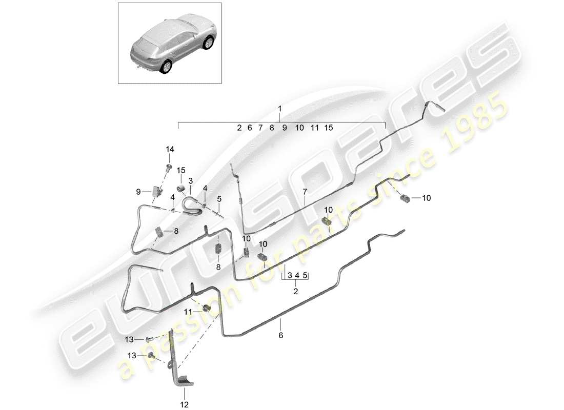 porsche macan (2018) diagrama de piezas del sistema de combustible
