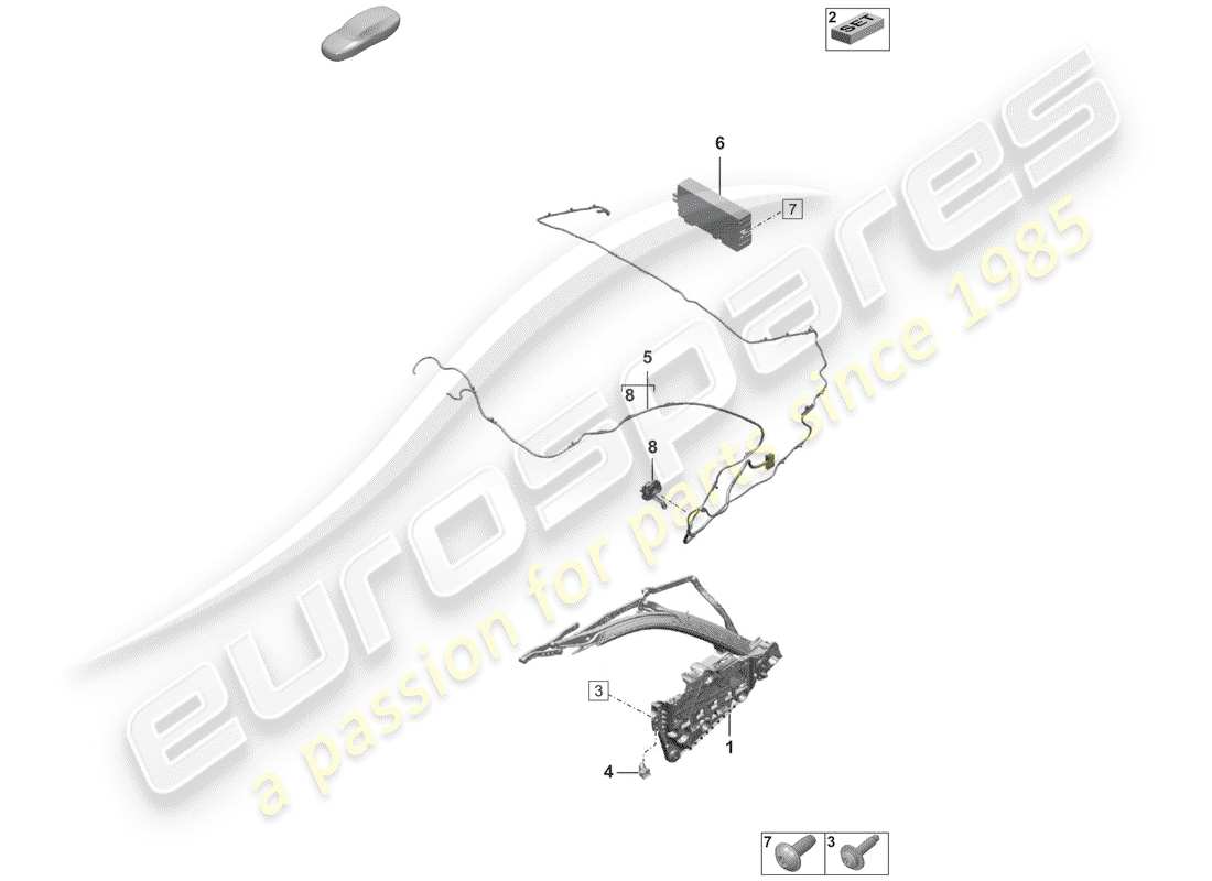porsche 2019 (992-1) marco superior diagrama de piezas