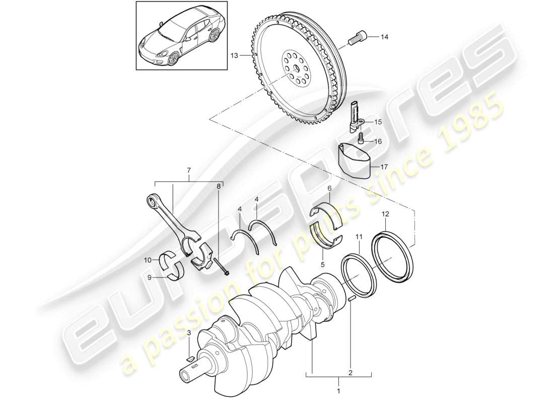 porsche 2010 (cayenne e1 9pa) biela del cigüeñal diagrama de piezas