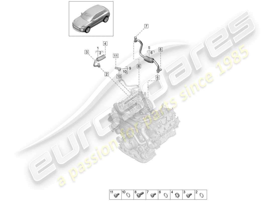 porsche 2019 (macan) enfriamiento por agua para diagrama de piezas