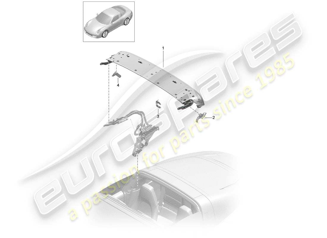porsche 2014 (991-1) marco superior diagrama de piezas