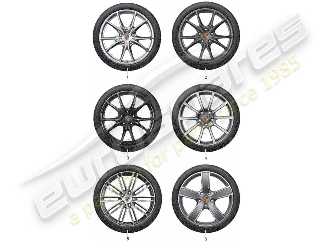 porsche 2013 (tequipment 98x/99x) 1 configurar llantas de aluminio con diagrama de piezas