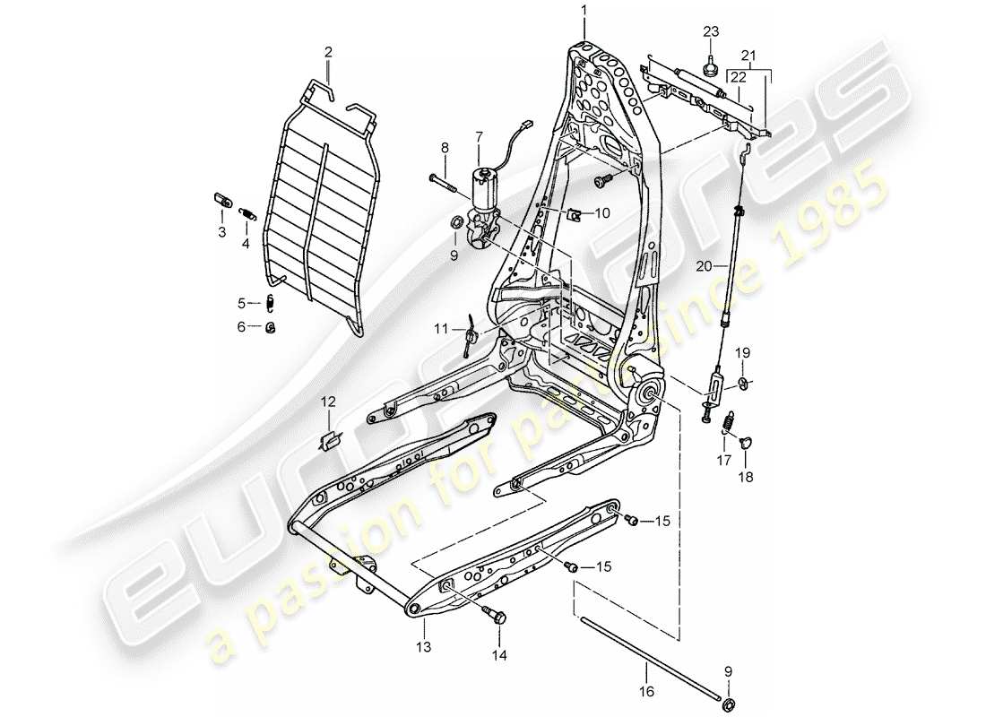 porsche 996 gt3 (2005) estructura - respaldo - estructura para asiento - asiento deportivo diagrama de piezas