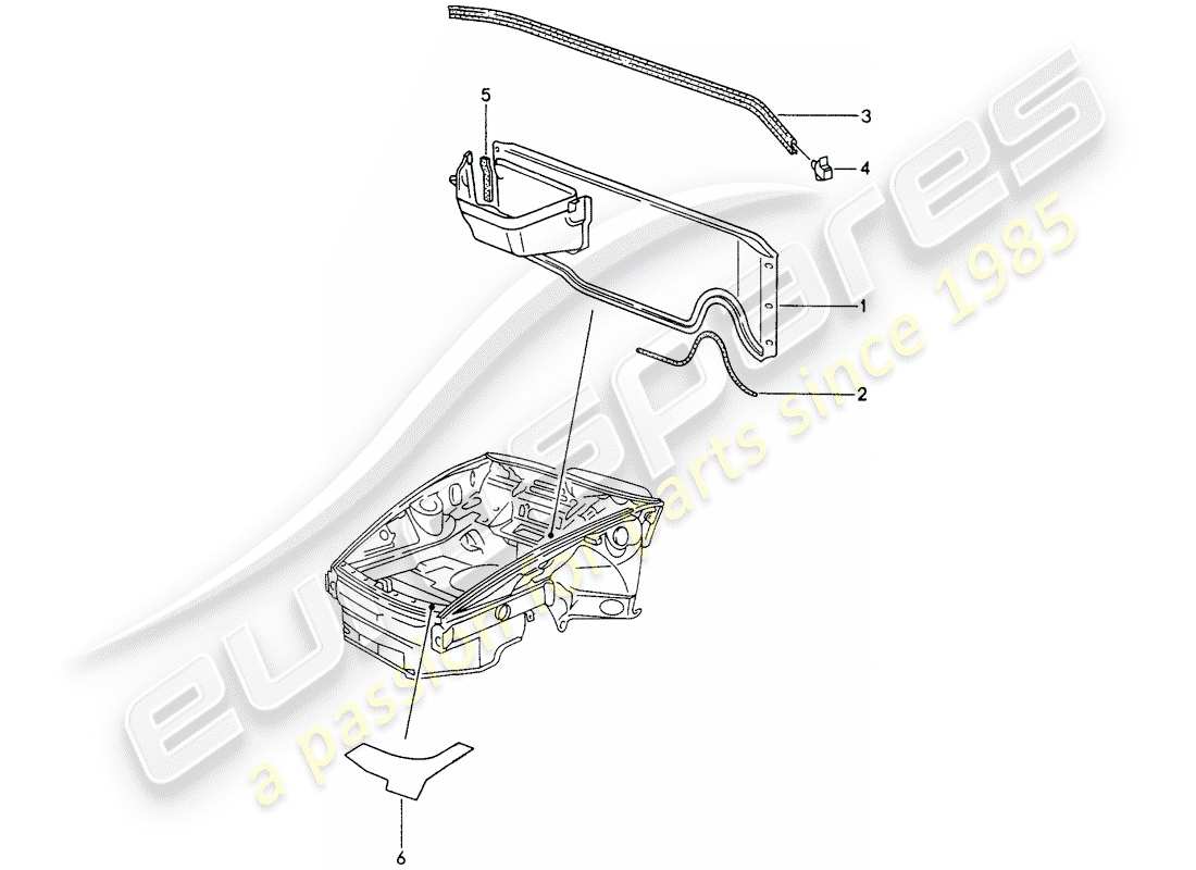 porsche 1998 (993) panel de tablero - para - extremo delantero diagrama de piezas