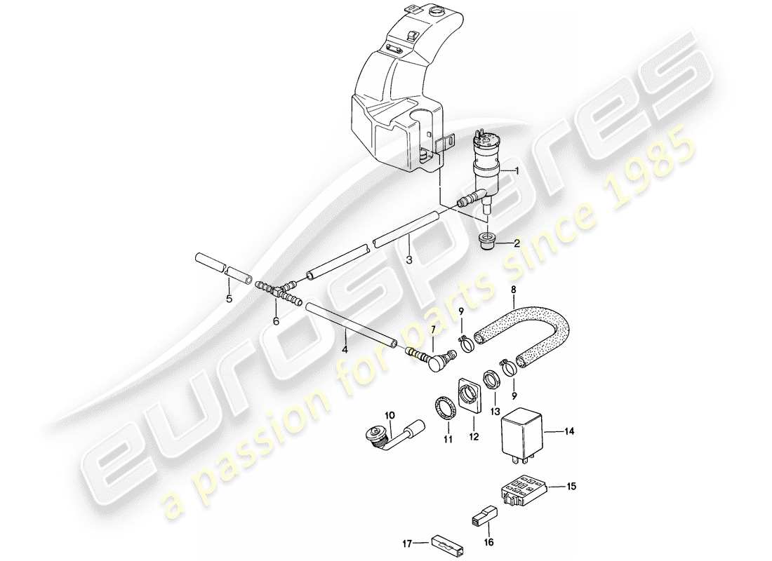 porsche 1983 (944) sistema arandela diagrama de piezas