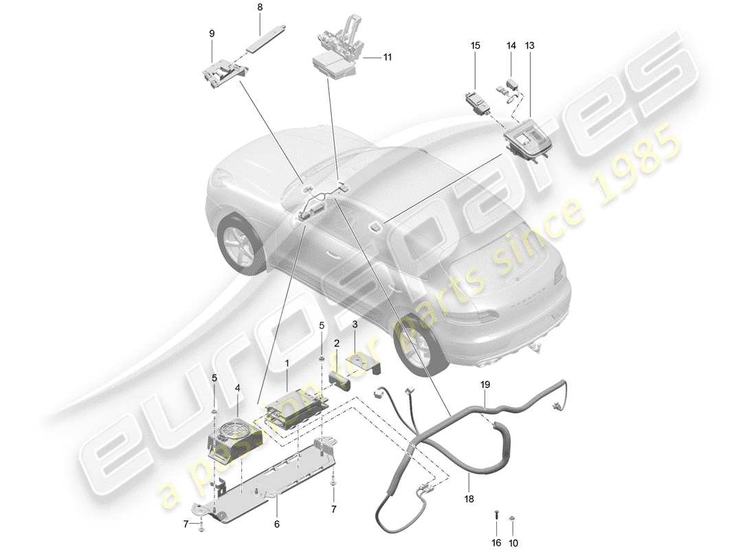 porsche macan (2016) para vehículos con teléfono diagrama de piezas