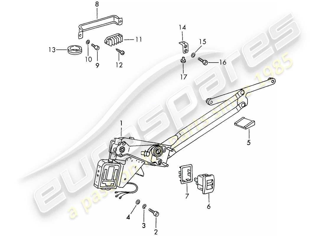 porsche 1966 (911/912) regulador de ventana - eléctrico diagrama de piezas