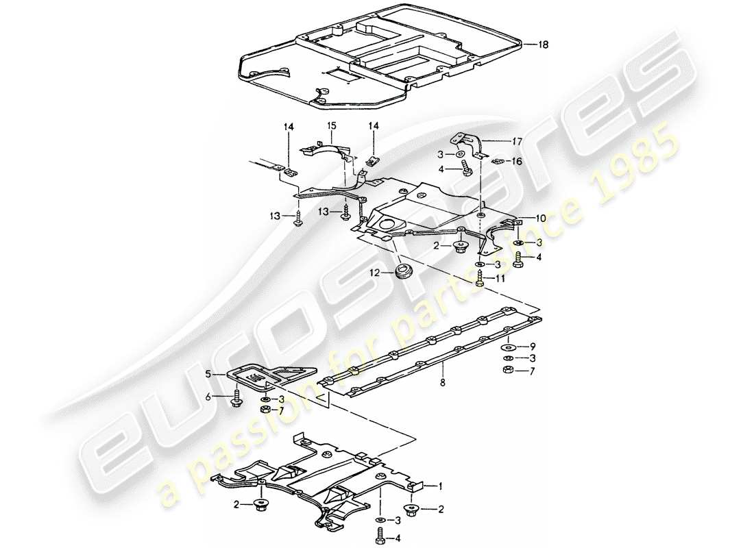 porsche 1990 (964) cubierta - bajos diagrama de piezas