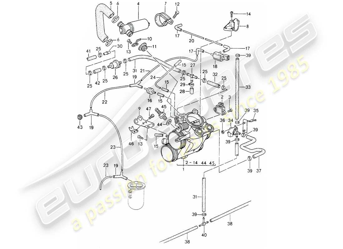 porsche 1998 (993) cuerpo del acelerador diagrama de piezas