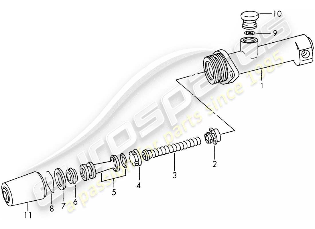 porsche 1966 (911/912) cilindro maestro de freno - piezas únicas - d >> - mj 1967 diagrama de piezas