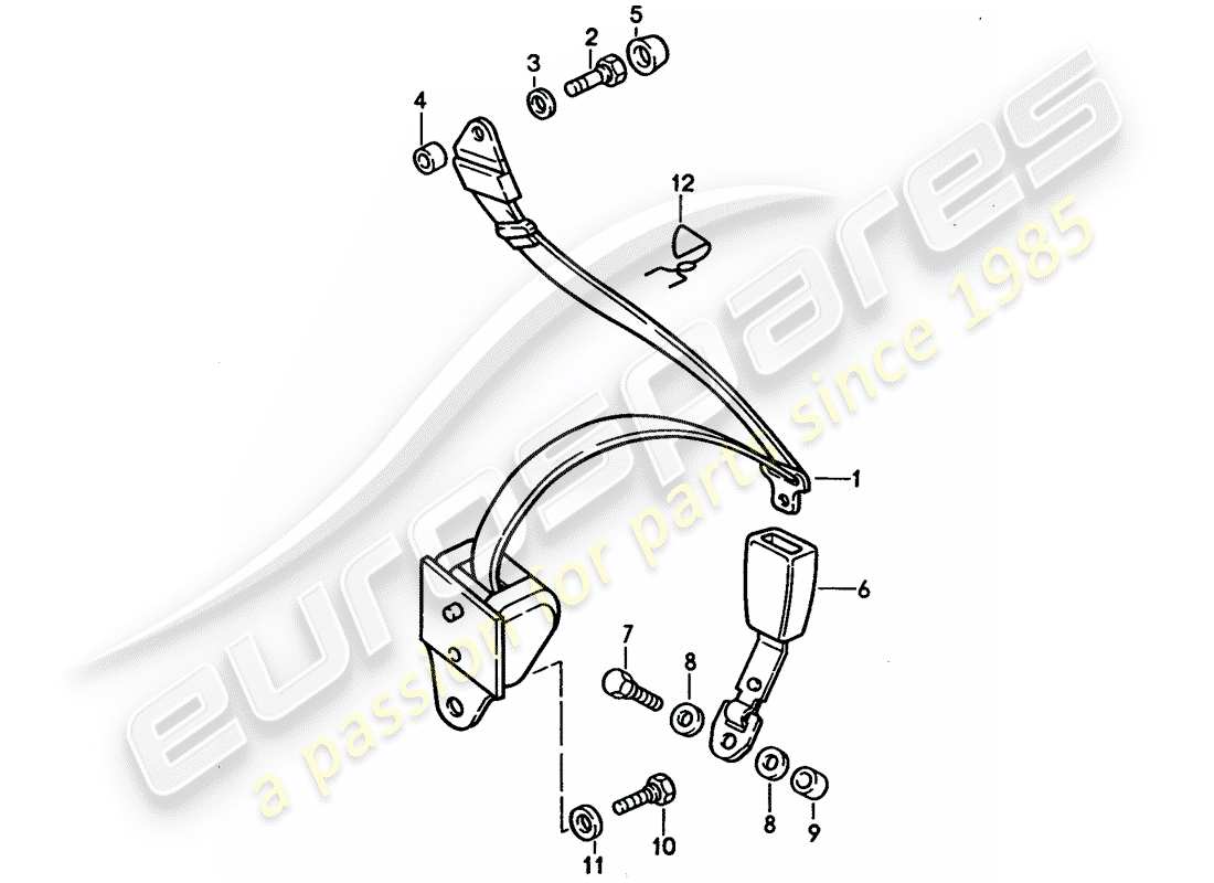 porsche 1992 (928) cinturón de seguridad diagrama de piezas