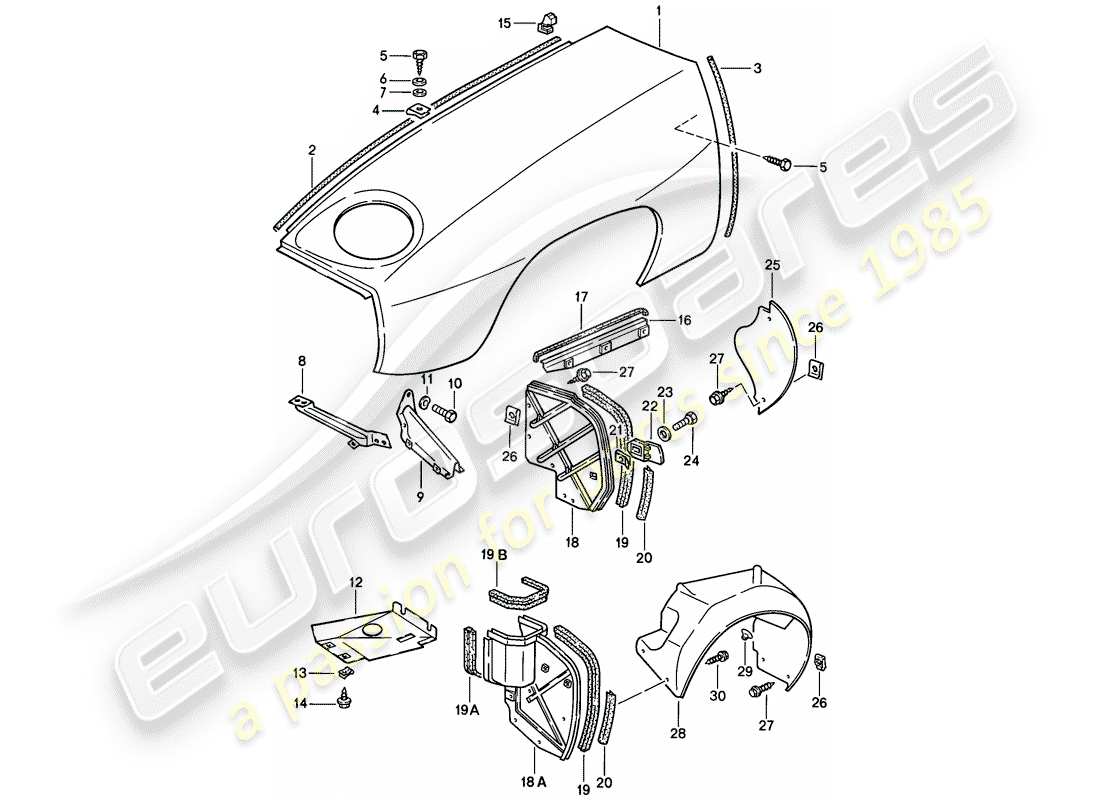 porsche 1983 (928) defensa diagrama de piezas