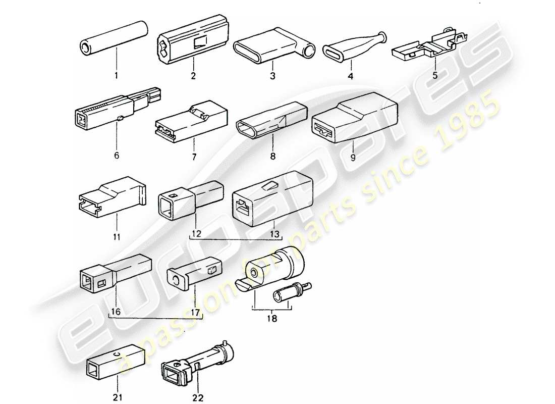 porsche 1994 (964) conector a tope - carcasa del conector - unipolar diagrama de piezas