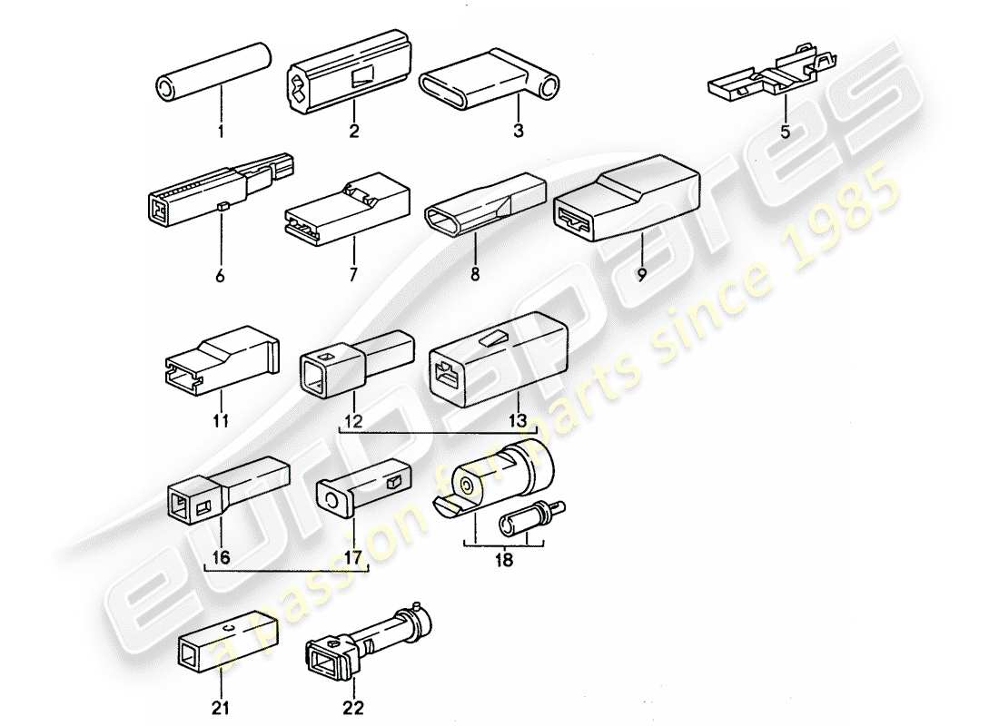 porsche 1993 (968) conector a tope - carcasa del conector - unipolar diagrama de piezas