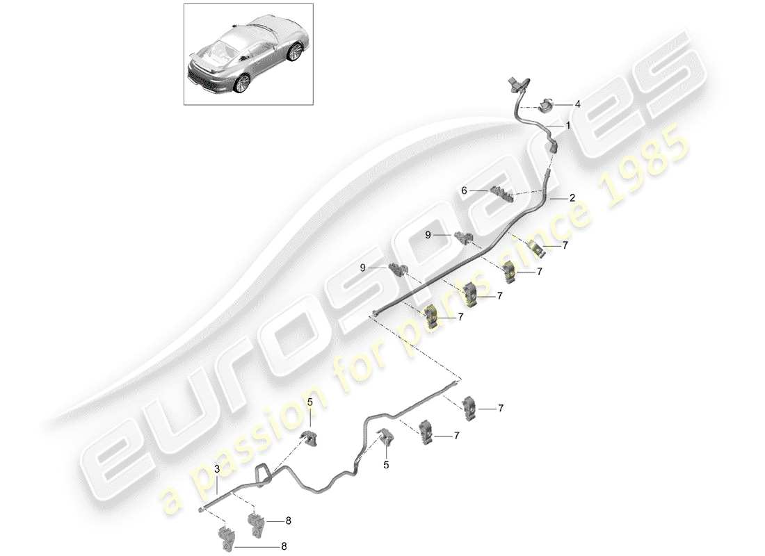 porsche 2017 (991-2 r/gt3/rs) diagrama de piezas de la línea de vacío