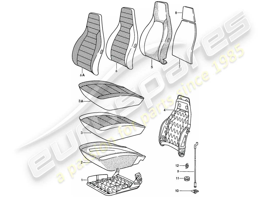 porsche 1979 (928) asiento delantero - piezas individuales - d - mj 1980>> esquema de piezas