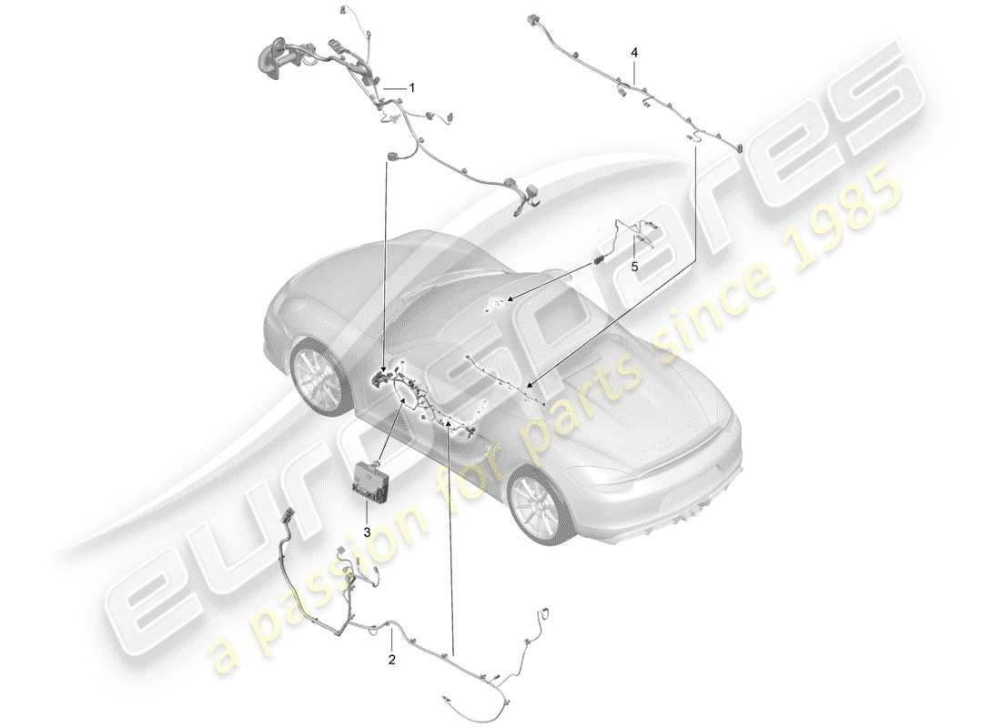 porsche 2016 (981 boxster spyder) arneses de cableado diagrama de piezas
