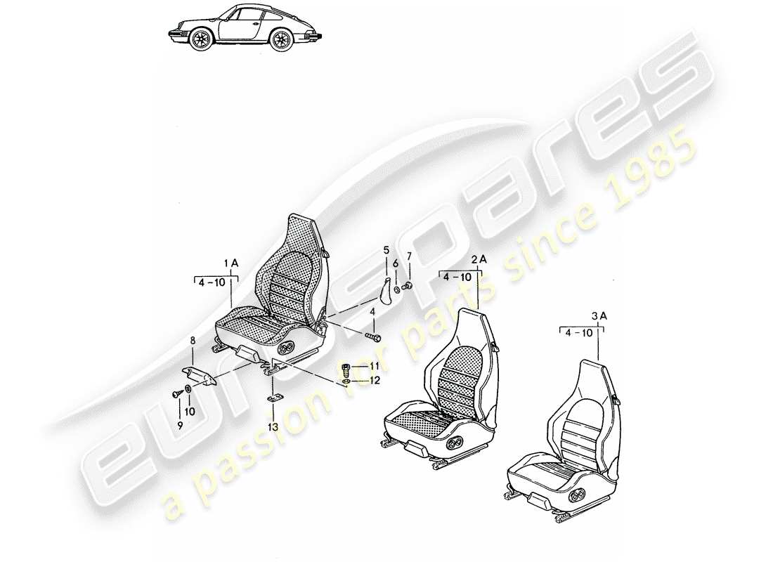 porsche seat 944/968/911/928 (1994) asiento deportivo - completo - d - mj 1987>> - mj 1989 diagrama de piezas