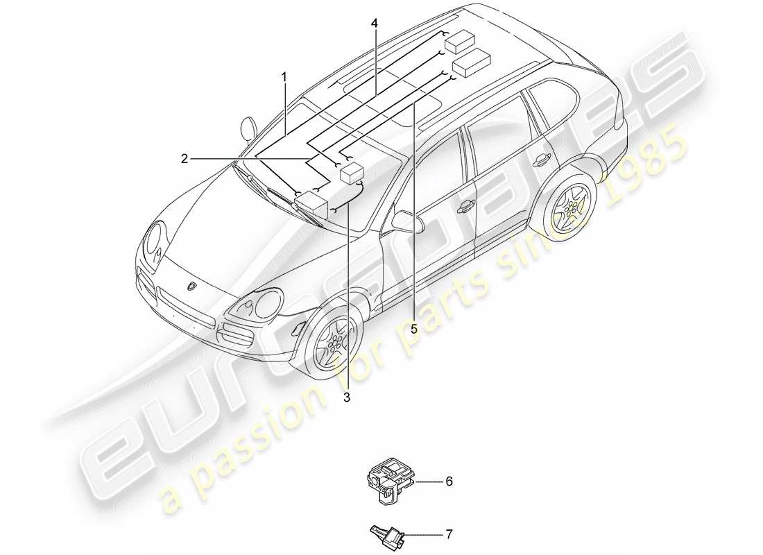 porsche 2006 (cayenne e1 9pa) diagrama de piezas de fibra óptica ligera