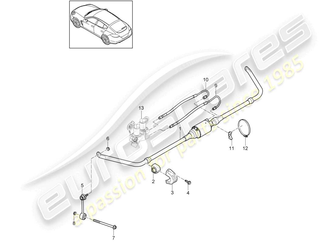 porsche 2010 (cayenne e1 9pa) manguera de barra estabilizadora diagrama de piezas