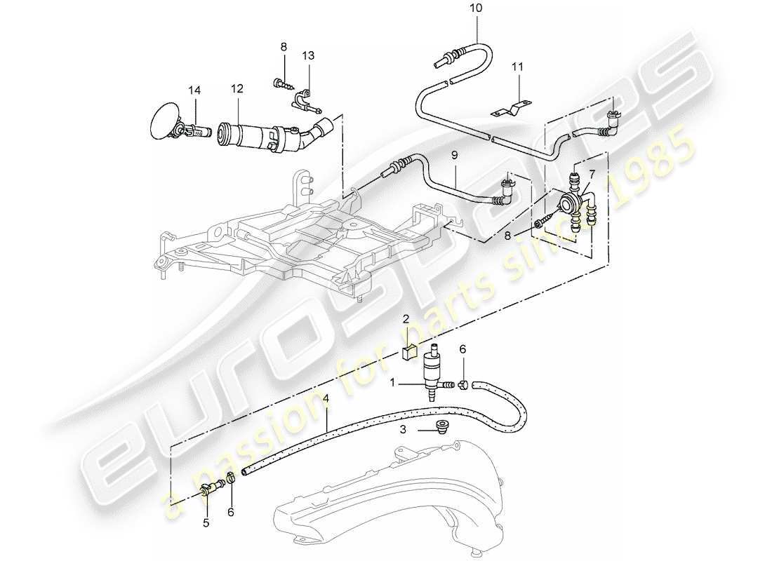 porsche 2001 (996 gt3) sistema arandela - d - mj 2004>> diagrama de piezas