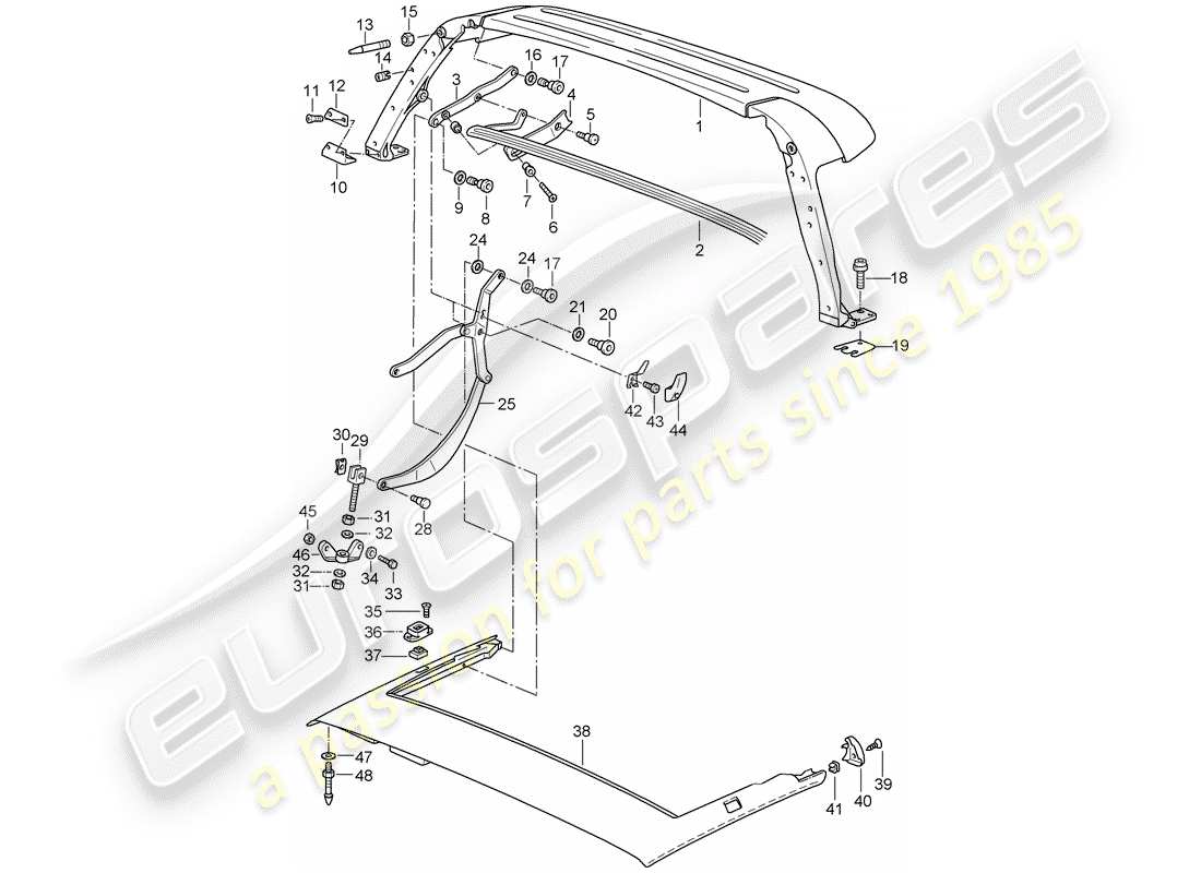 porsche 1998 (993) marco superior - piezas individuales diagrama de piezas