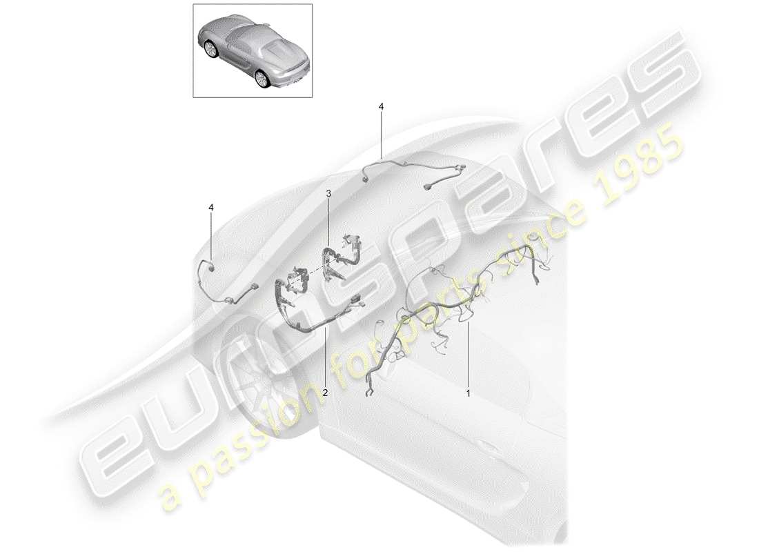 porsche 2016 (981 boxster spyder) arneses de cableado diagrama de piezas