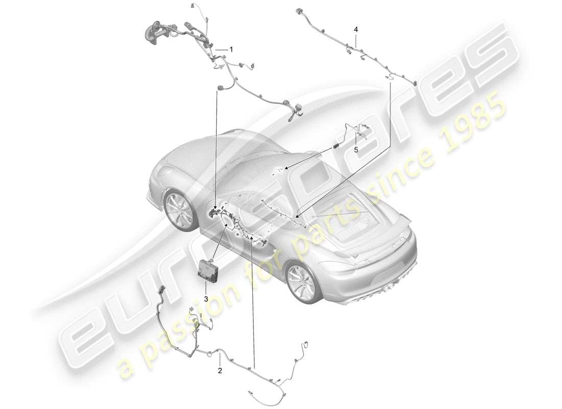 porsche 2016 (981 cayman gt4) arneses de cableado diagrama de piezas