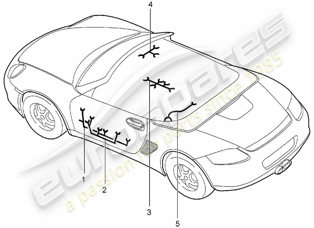 porsche 2005 (987 boxster) cableando arneses diagrama de piezas
