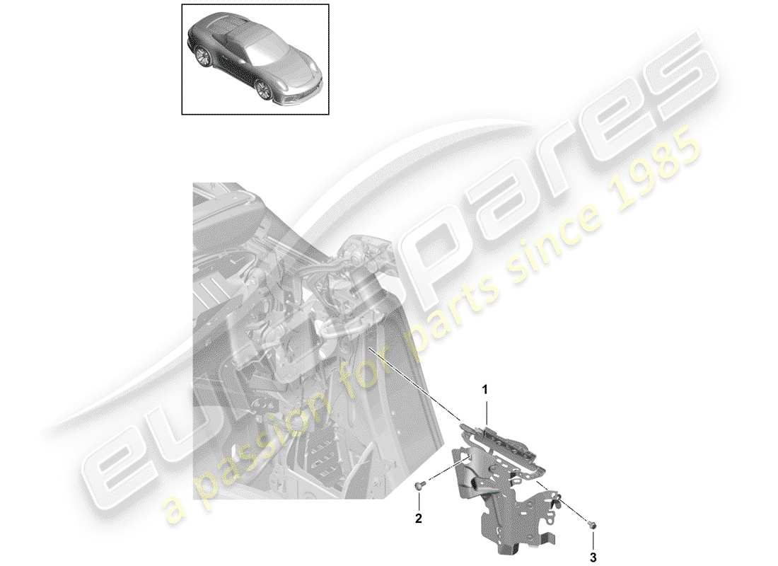 porsche 2017 (991-2 r/gt3/rs) diagrama de piezas de la solapa