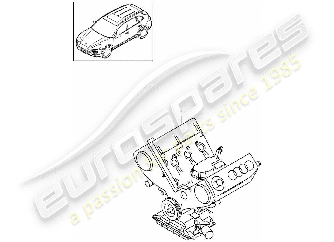 porsche 2008 (cayenne e1 9pa) diagrama de piezas de bloque largo