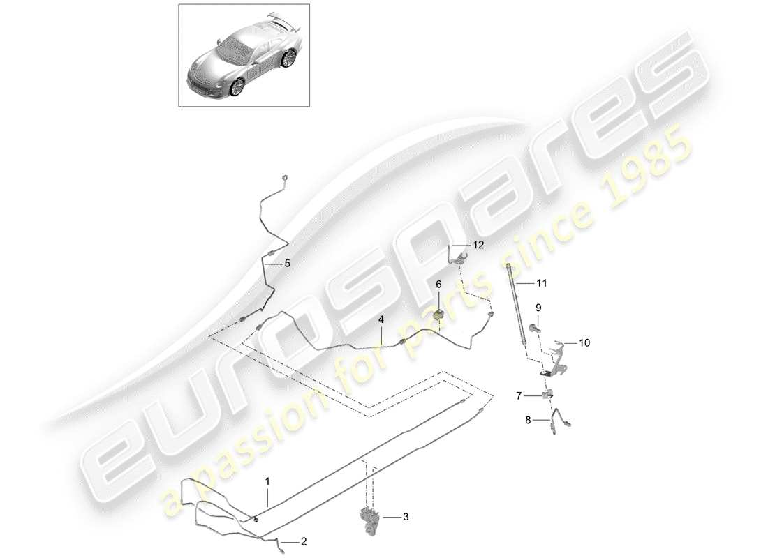 porsche 2017 (991-2 r/gt3/rs) diagrama de piezas de la línea de freno