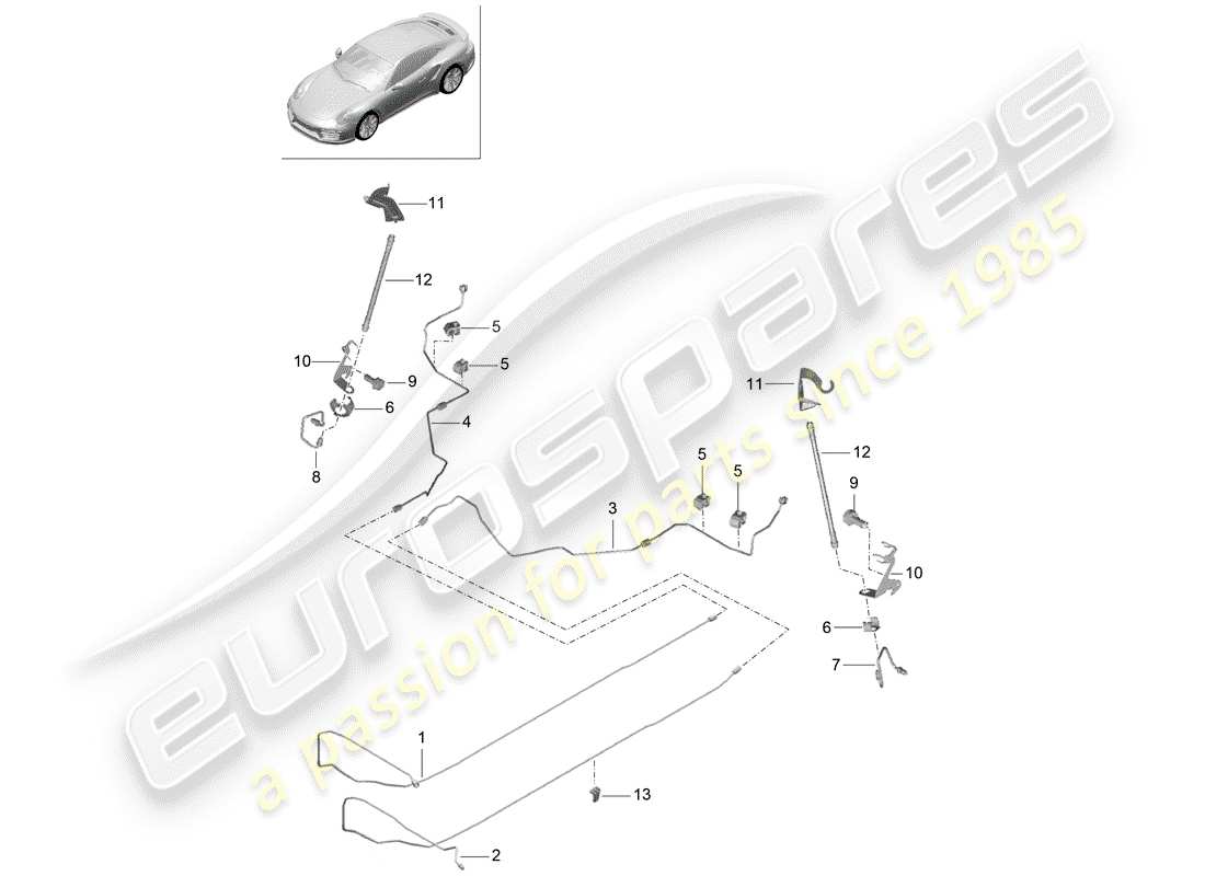 porsche 2014 (991-1 turbo) línea de freno diagrama de piezas