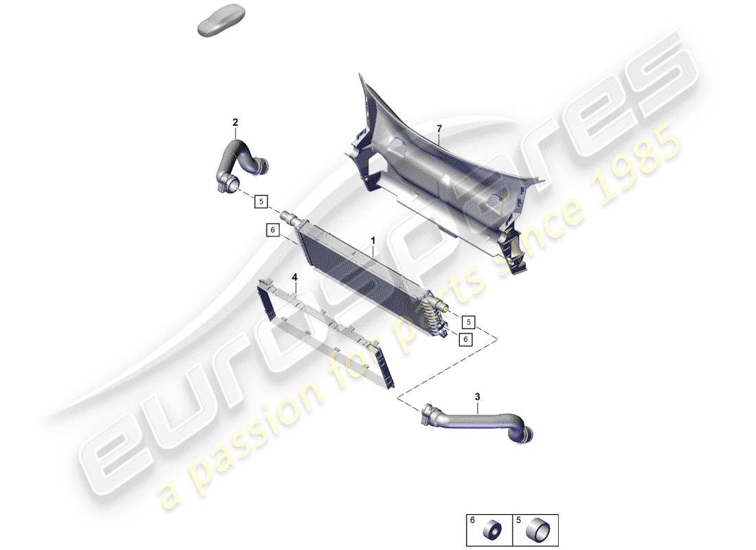 porsche 2020 (718 boxster spyder) radiador diagrama de piezas