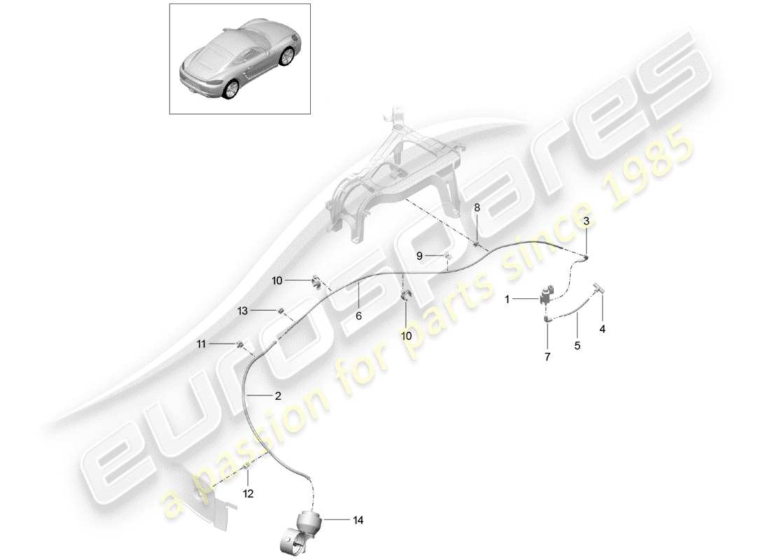 porsche 2019 (718 cayman) diagrama de piezas del sistema de escape