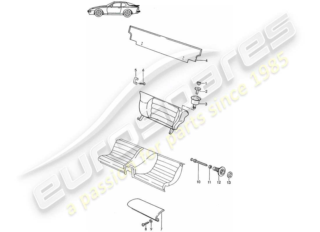 porsche seat 944/968/911/928 (1997) asiento de emergencia - dividido - piezas individuales - d >> - mj 1988 diagrama de piezas