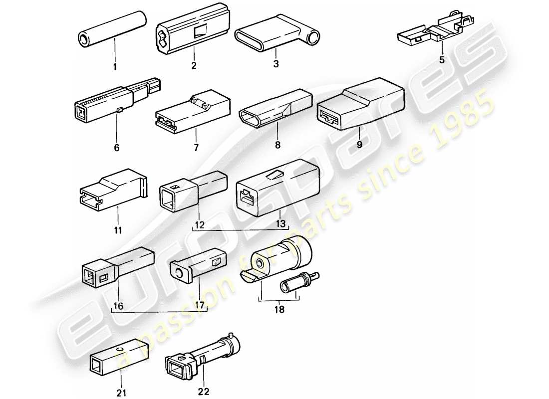 porsche 1986 (944) conector a tope - carcasa del conector - unipolar diagrama de piezas