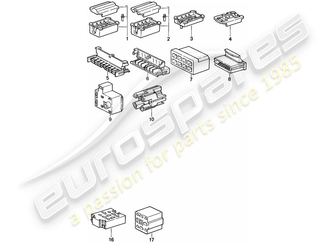 porsche 1986 (944) carcasa del conector - 8-pole - 9-pole diagrama de piezas