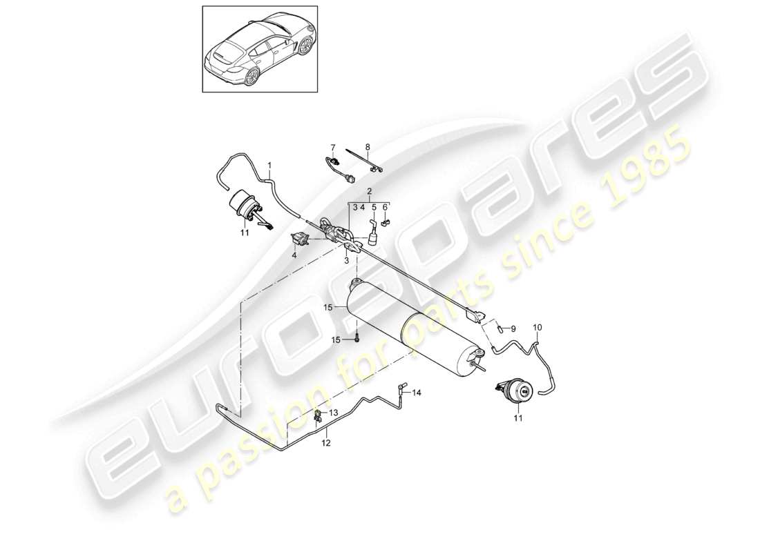 porsche 2010 (cayenne e1 9pa) línea de control del sistema de escape diagrama de piezas