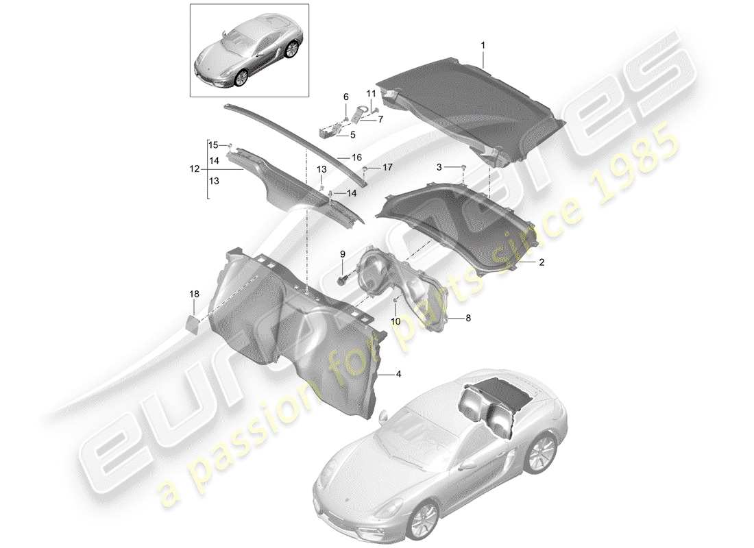 porsche cayman 981 (2015) diagrama de piezas de trims