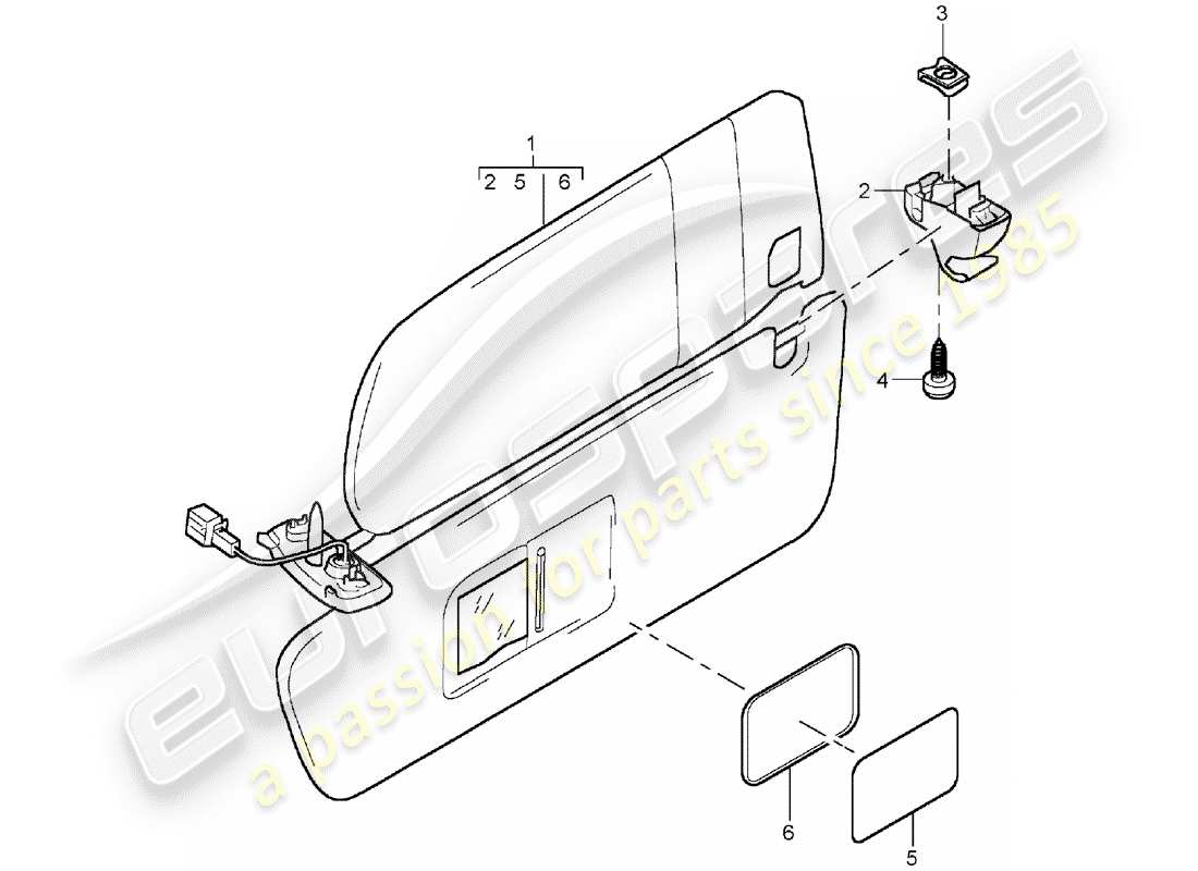 porsche 2003 (cayenne e1 9pa) sun vizors diagrama de piezas