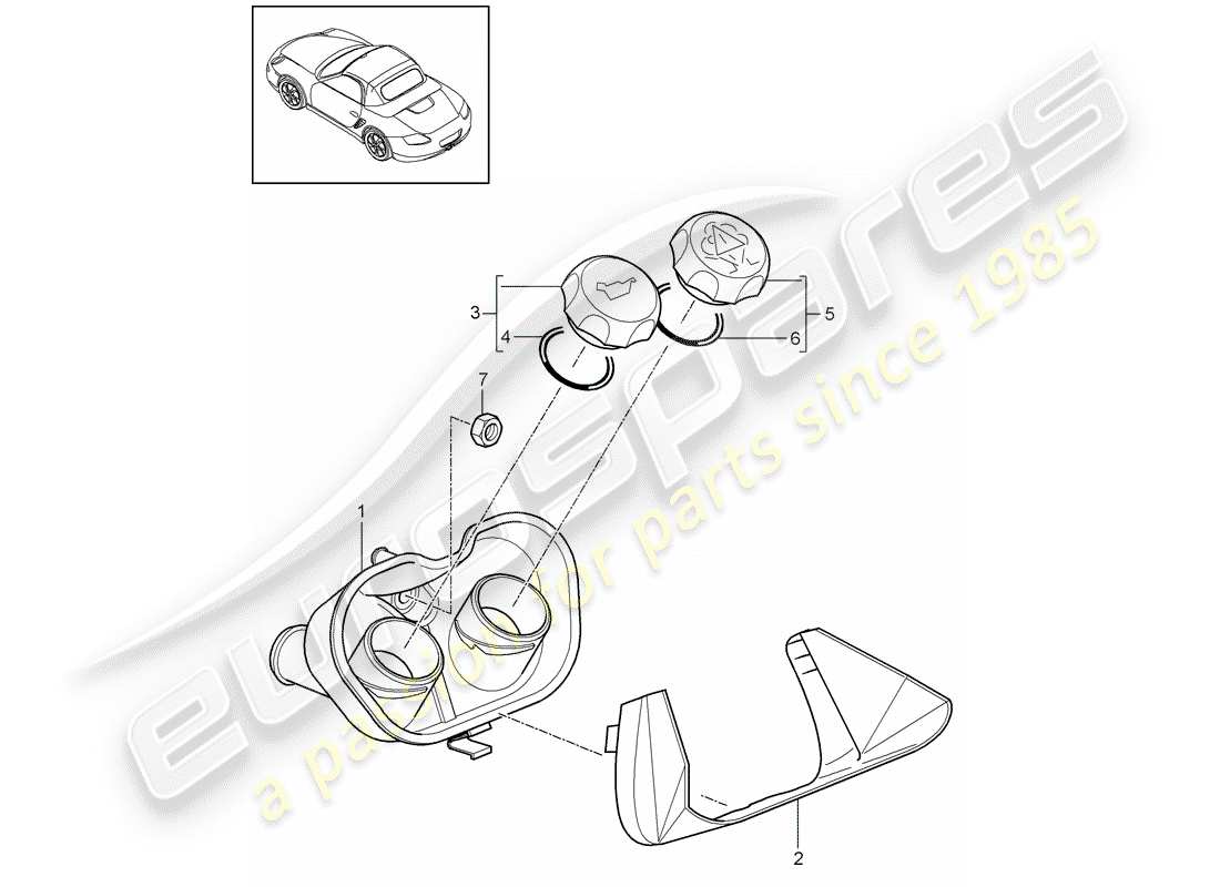 porsche 2010 (987 boxster) refrigeración por agua 4 diagrama de piezas