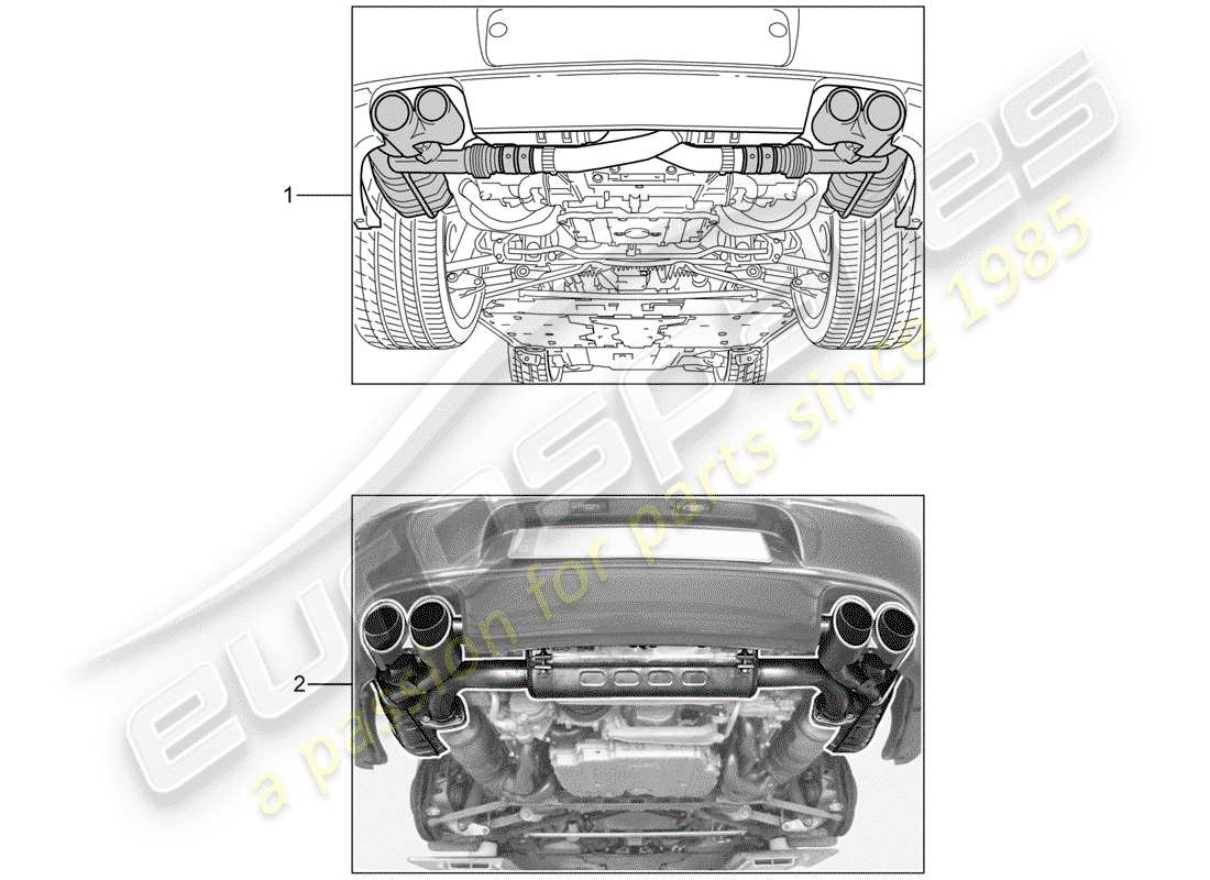 porsche 1992 (tequipment) sistema de escape diagrama de piezas