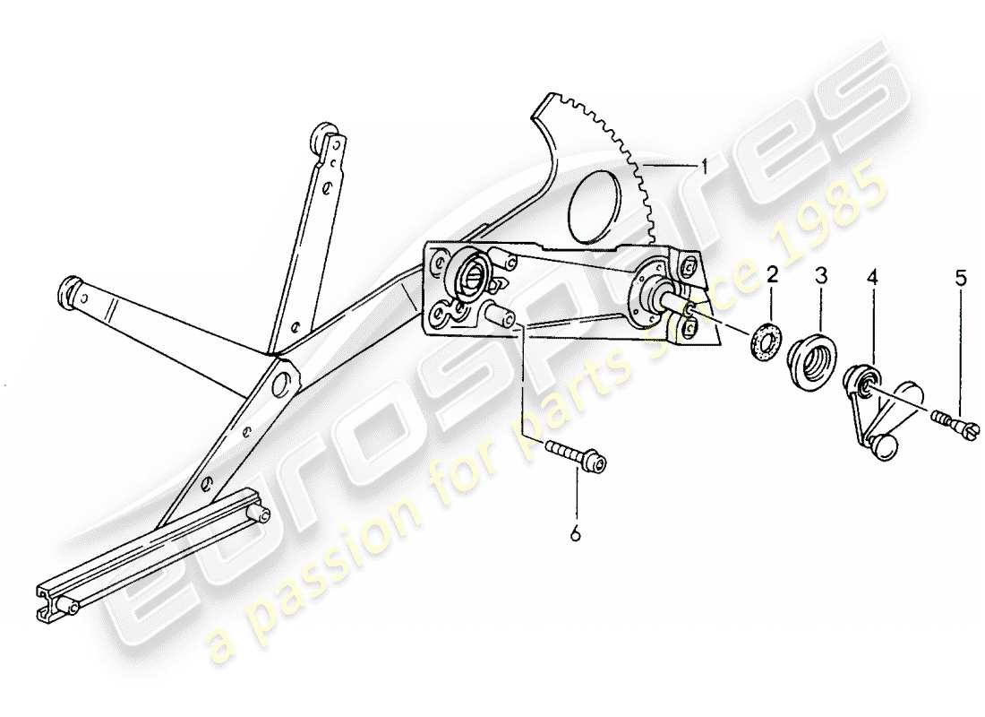 porsche 1995 (993) regulador de elevalunas - manualmente diagrama de piezas