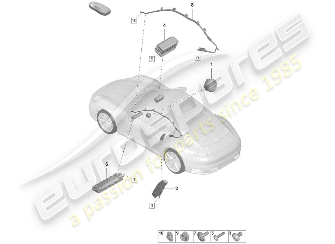 porsche 2019 (992-1) bolsa de aire diagrama de piezas