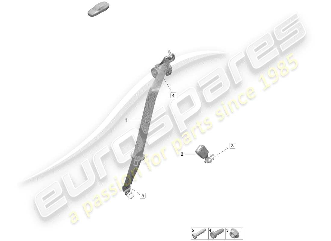 porsche 2019 (992-1) cinturón de seguridad de tres puntos diagrama de piezas