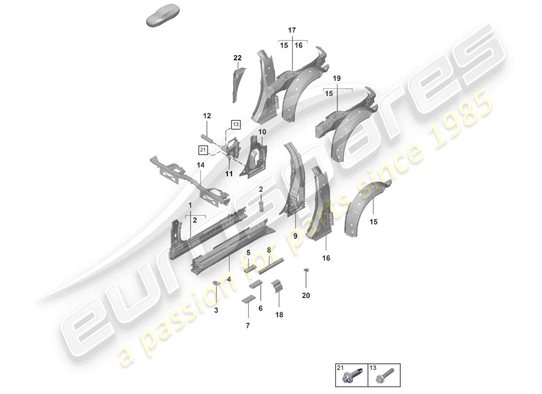 porsche 2019 (992-1) umbral interior pieza lateral targa diagrama de piezas