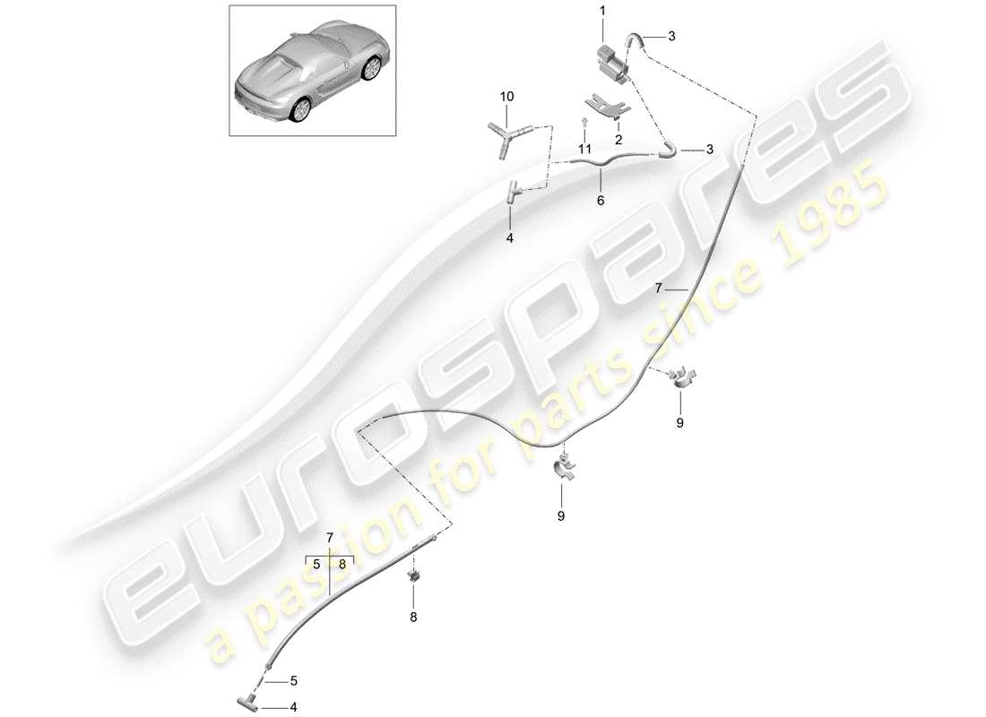 porsche 2016 (981 boxster spyder) diagrama de piezas del sistema de escape